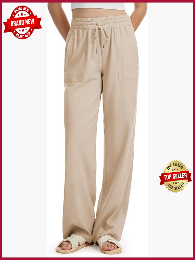 Tall Women 32/34/36 Inseam Linen Wide Leg Palazzo Pants With Pockets